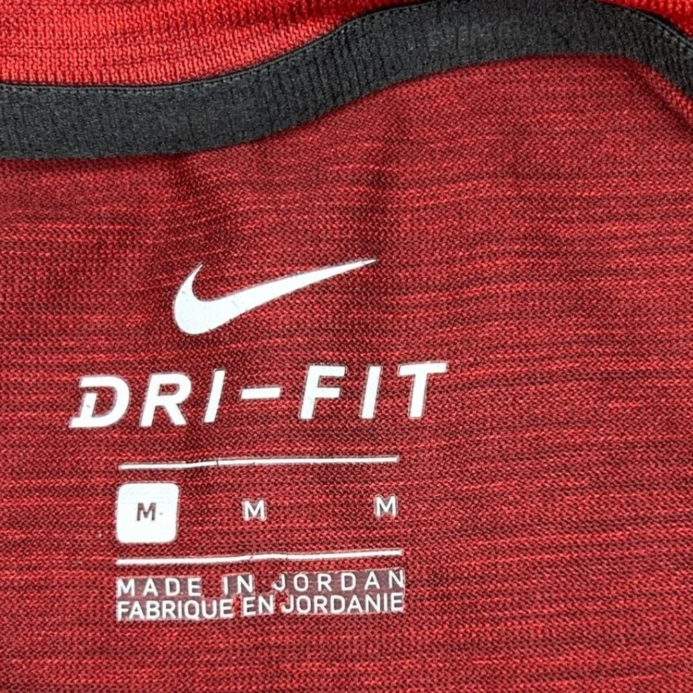Nike Dri-FIT T-Shirt Medium Mens Red Heathered Short Sleeve Swoosh Logo Training